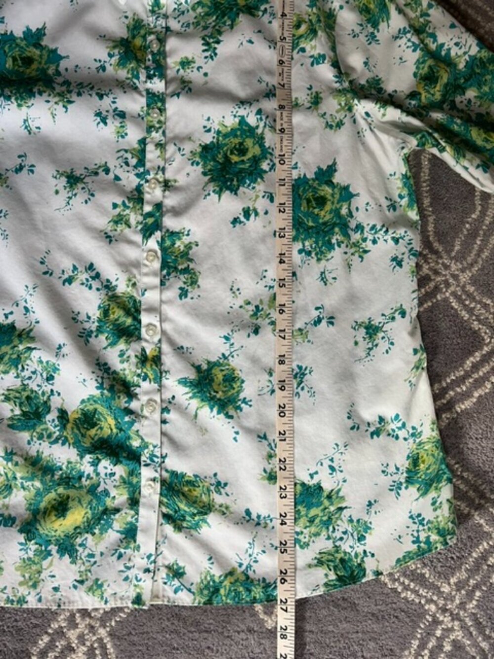 Lands' End No Iron Supima Lng-Slv Pure Cotton Floral Shirt Women's Size 14 - Picture 8 of 9